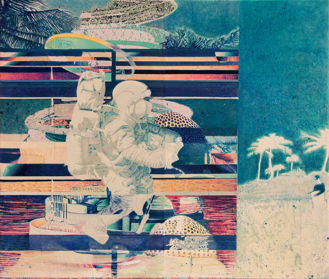 Uroš Weinberger, Blue Haven, 2023, olje na platnu, 220 x 260 cm