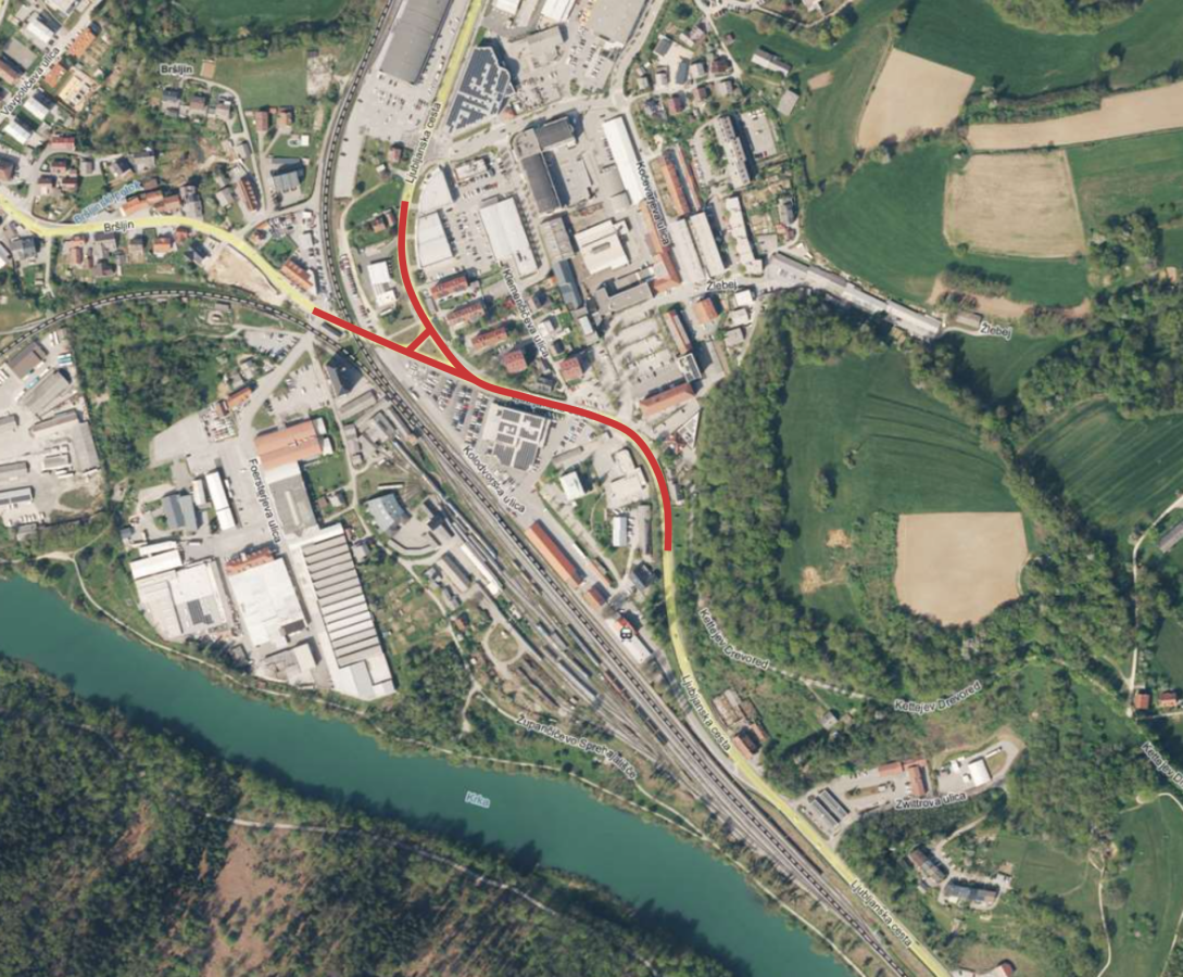 Zemljevid odseka Ljubljanske ceste med Kolodvorsko ulico in BTC-jem Sprememba omejitve hitrosti na Ljubljanski cesti za večjo prometno varnost