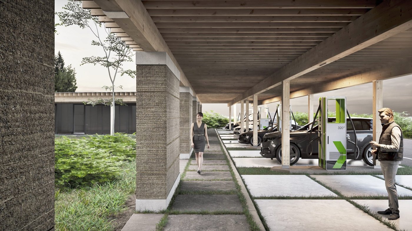 vizualizacija bodočega polnilnega parka velikih moči Novo mesto