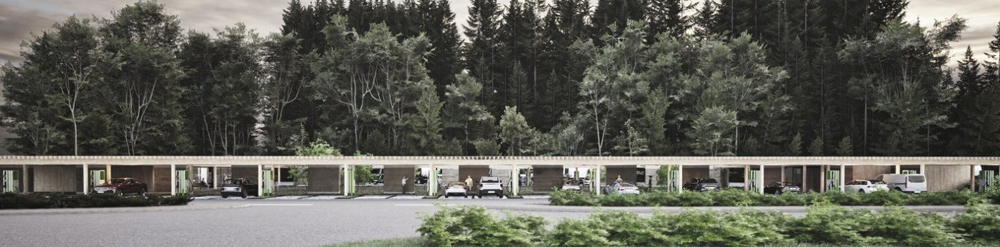 vizualizacija bodočega polnilnega parka velikih moči Novo mesto