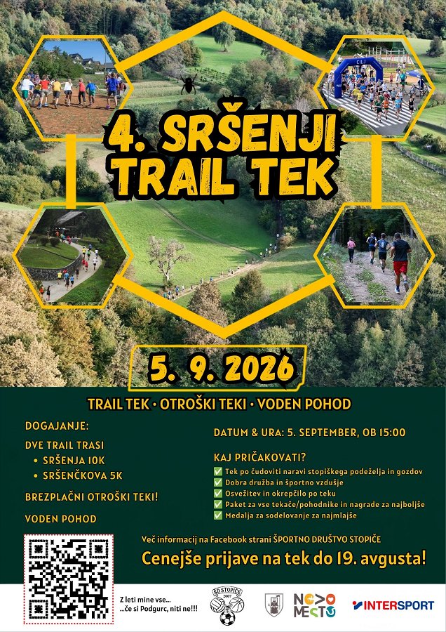 PLAKAT 4. SRŠENJI TRAIL TEK + POHOD + OTROŠKI